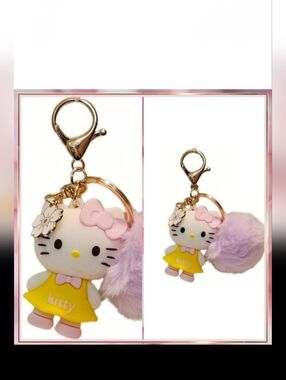 Hello Kitty Bookbag Charm with Pom Pom